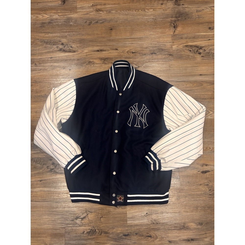 Vintage 90s JH Design Jeff Hamilton MLB Yankees Reversible Varsity Jacket XL